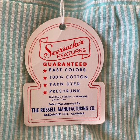 Vintage NWT Seersucker Green White Striped Rufffle Jumpsuit Overalls - Picture 5 of 11